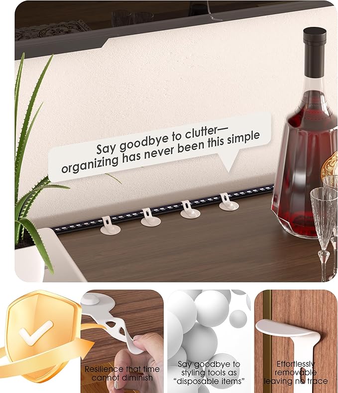 Nearockle Cable Management Under Desk, Adjustable Self-Adhesive Silicone Cable - Image 5