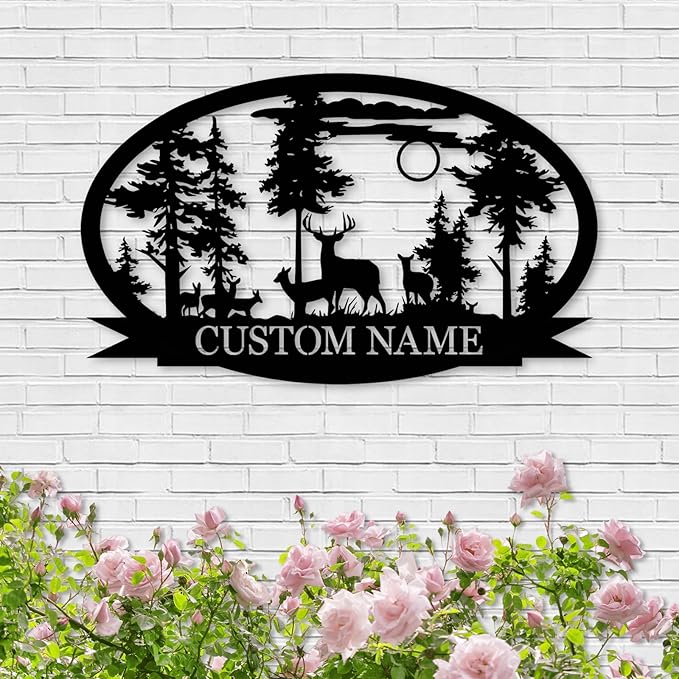 Personalized Deer Metal Cabin Sign | Custom Metal Sign | Personalized Camping by Dyoart