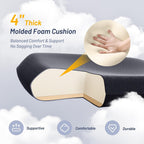 Office Desk Chair for Long Hours & Lower Back Pain Relief – 4“ Thick Molded Foam Cushion, Enhanced Lumbar Support, Padded Flip-up Armrests, Ideal for Office or Study, Black