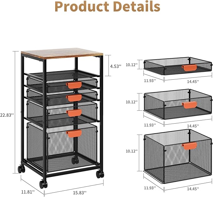 Marbrasse Rolling File Cart - Image 3