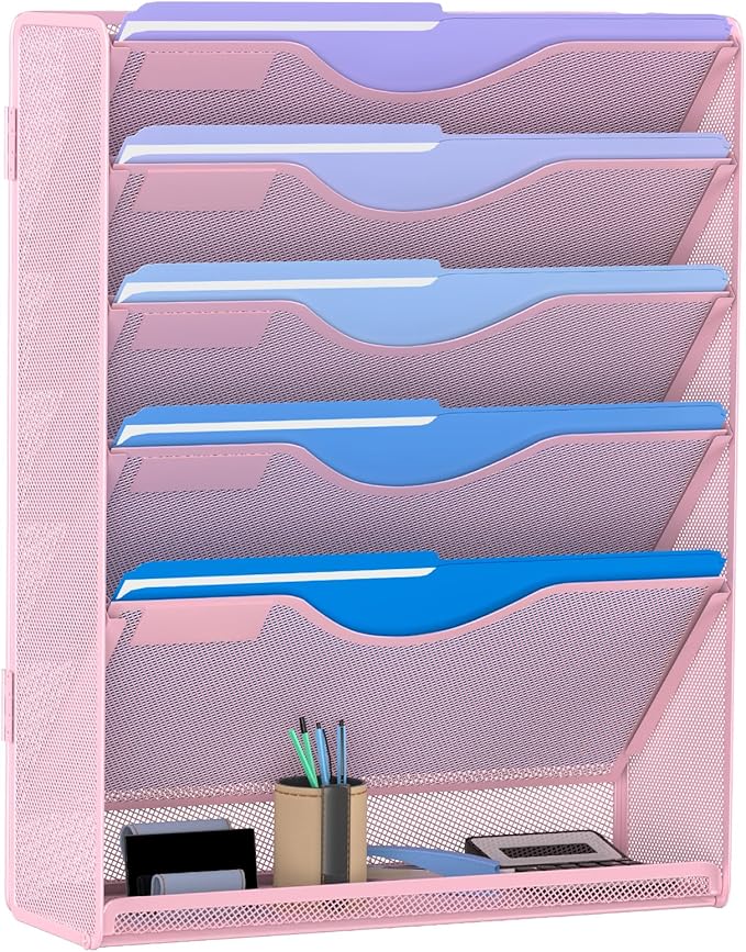 Gawerk 6 Tier Hanging File Organizer, Mesh Wall File Holder Paper Folder Rack by Gawerk
