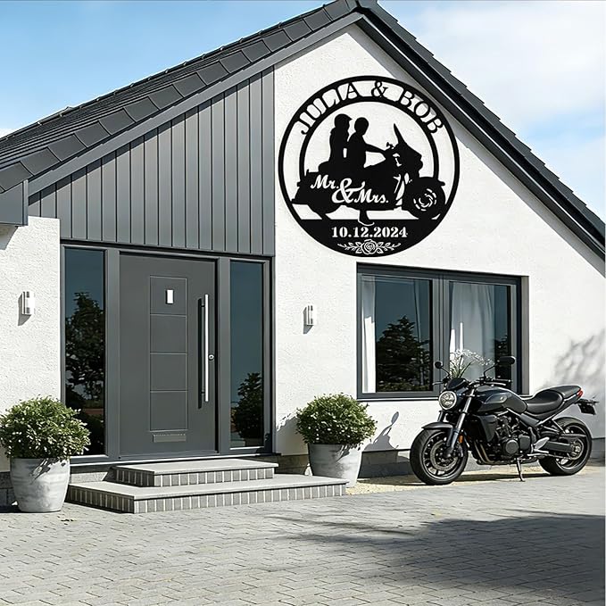 Custom Motorcycle Couple Metal Signs Personalized Couple Name Sign Motorbikes - Image 5