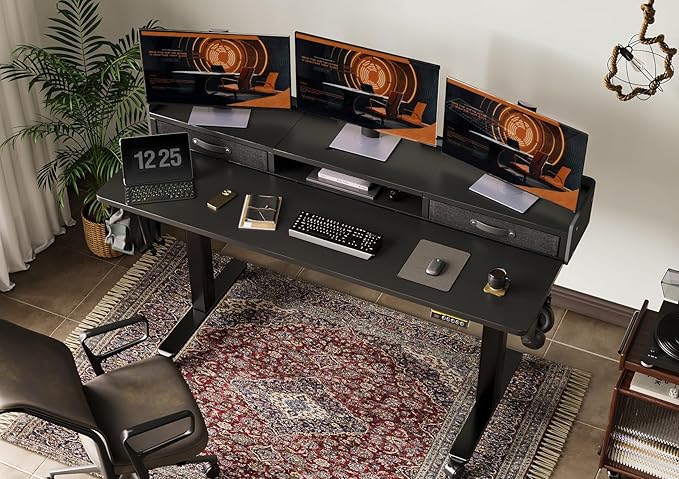 Claiks Standing Desk with Drawers, Adjustable Stand Up Electric Standing Desk - Image 2