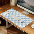Ohocut Checkered Desk Mat, Large Cute Aesthetic Retro PU Leather Computer by Ohocut