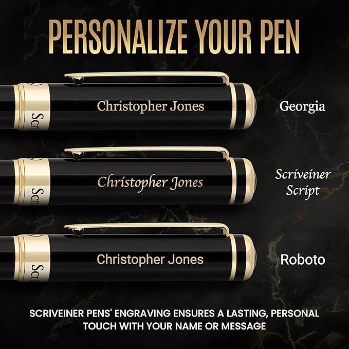 Scriveiner Personalized Black Fountain Pen - Image 2