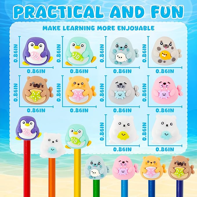 20 pcs Ocean Animal Pencil Topper Erasers - Image 2