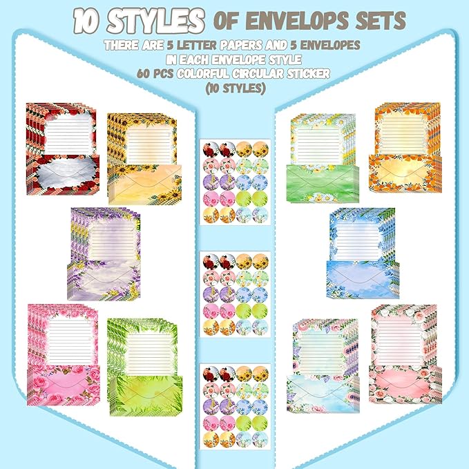 TaoBary 160 Pcs Stationery Paper Set 50 Double Sided Stationery Papers - Image 5