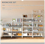 4NM No Assembly 6 Tiers Folding Bookshelf Storage Shelves Vintage Bookcase - Image 5