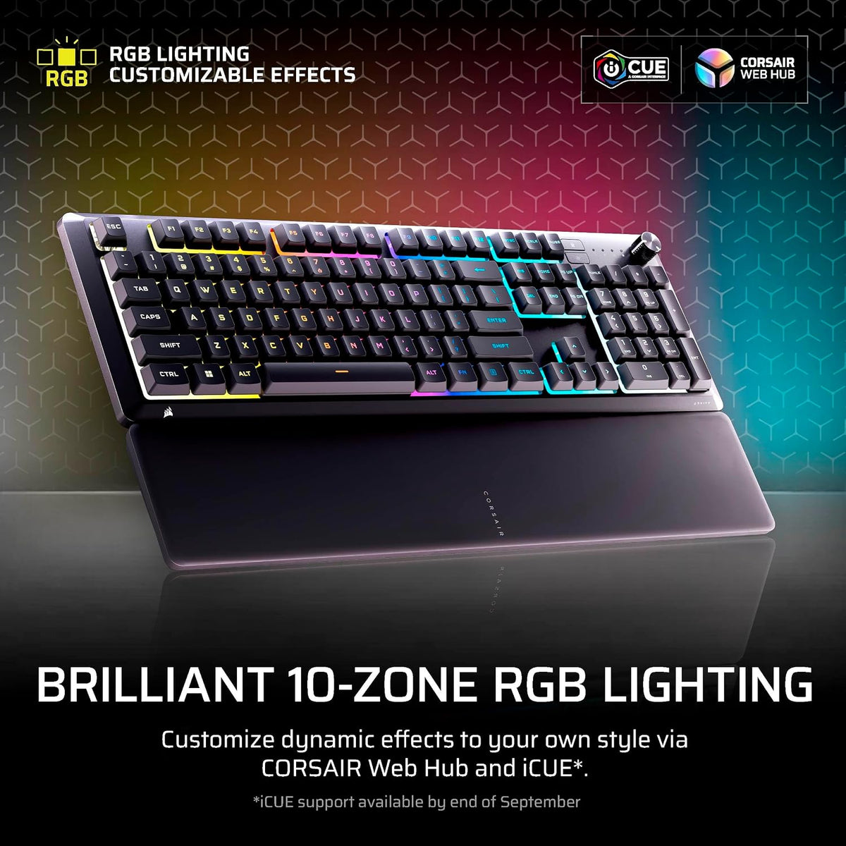 Corsair Skiff 100 Quiet RGB Wired Gaming Keyboard – US QWERTY – Black