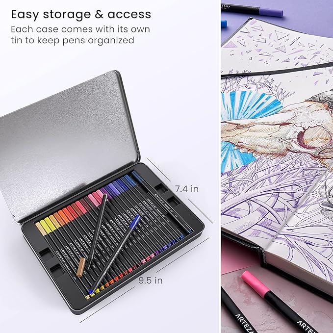 ARTEZA Inkonic Fineliners Pens, 0.4 mm Fine Tip Markers, Water-Based Art Pens - Image 6