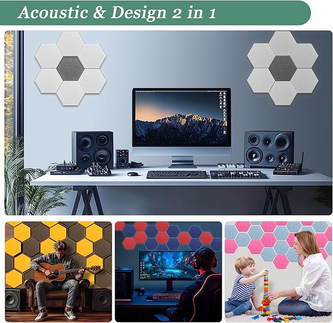 Hexagonal Acoustic Panels-12 Pack High-Density Sound Absorbing Panels - Image 6