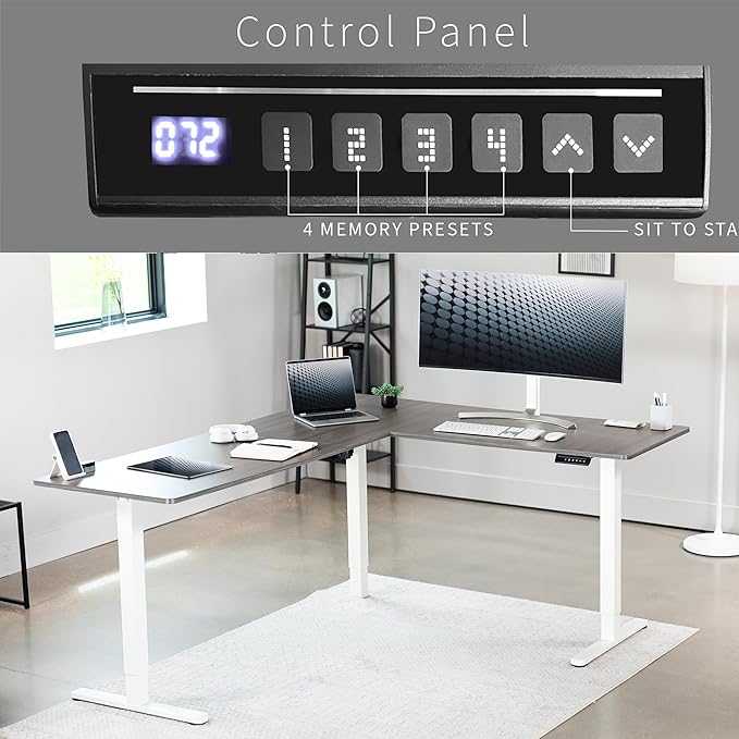 VIVO Electric Corner 75 x 63 inch L-Shaped Standing Desk, Memory Height - Image 5