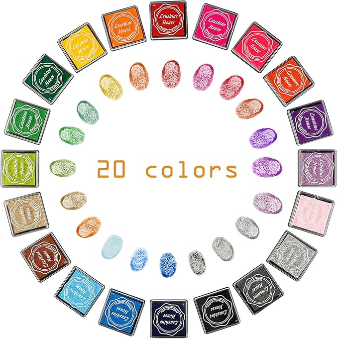 Lsushine Craft Ink Pad Stamps Partner DIY Color, 20 Colors Rainbow Finger Ink - Image 2