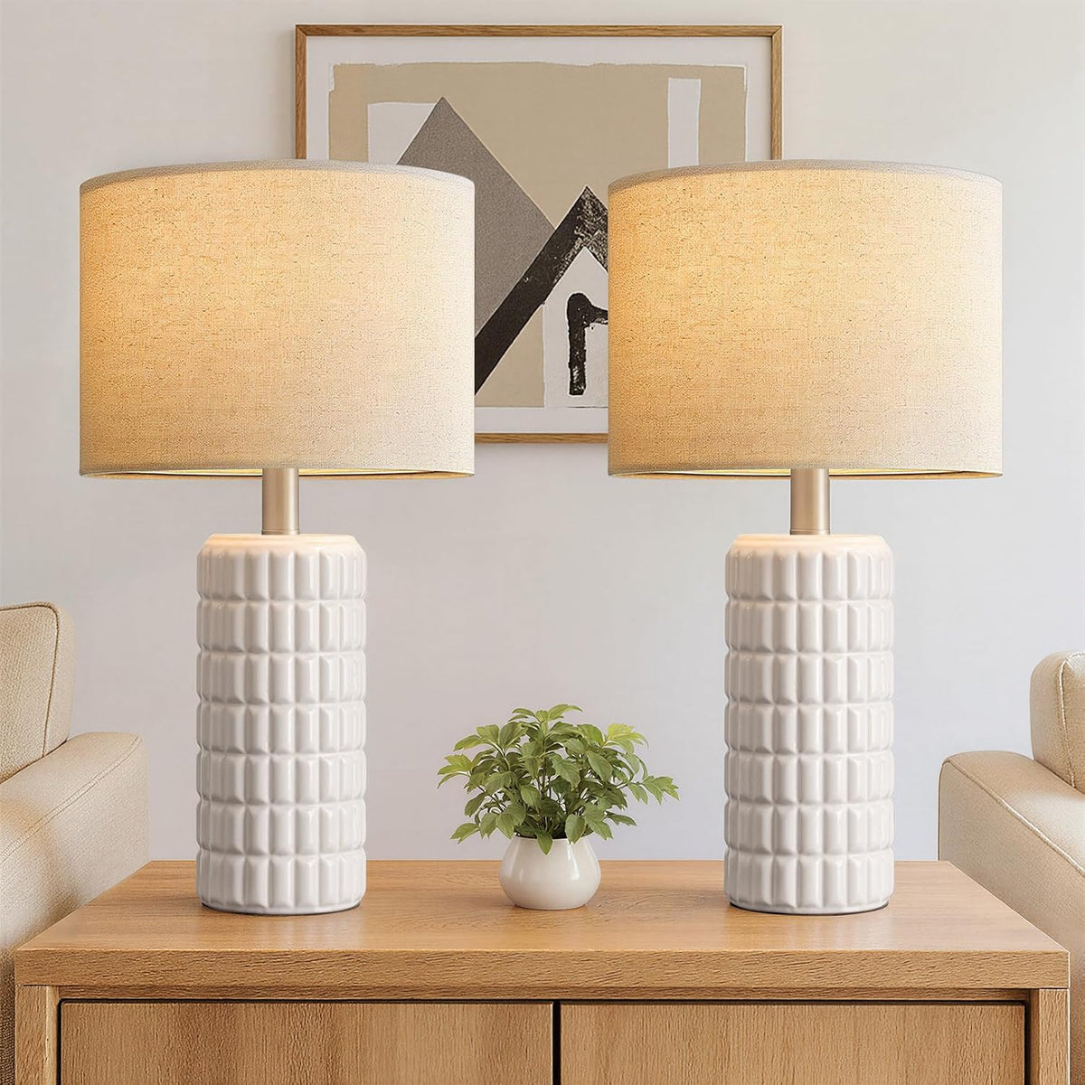 seealle 23" modern ceramic table lamps set of, main product view