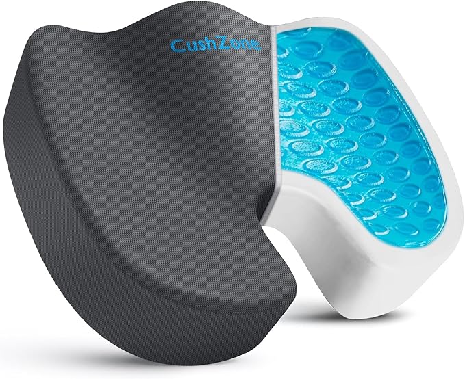 Office Chair Seat Cushion, Cooling Gel Enhanced Memory Foam Cushion by CushZone