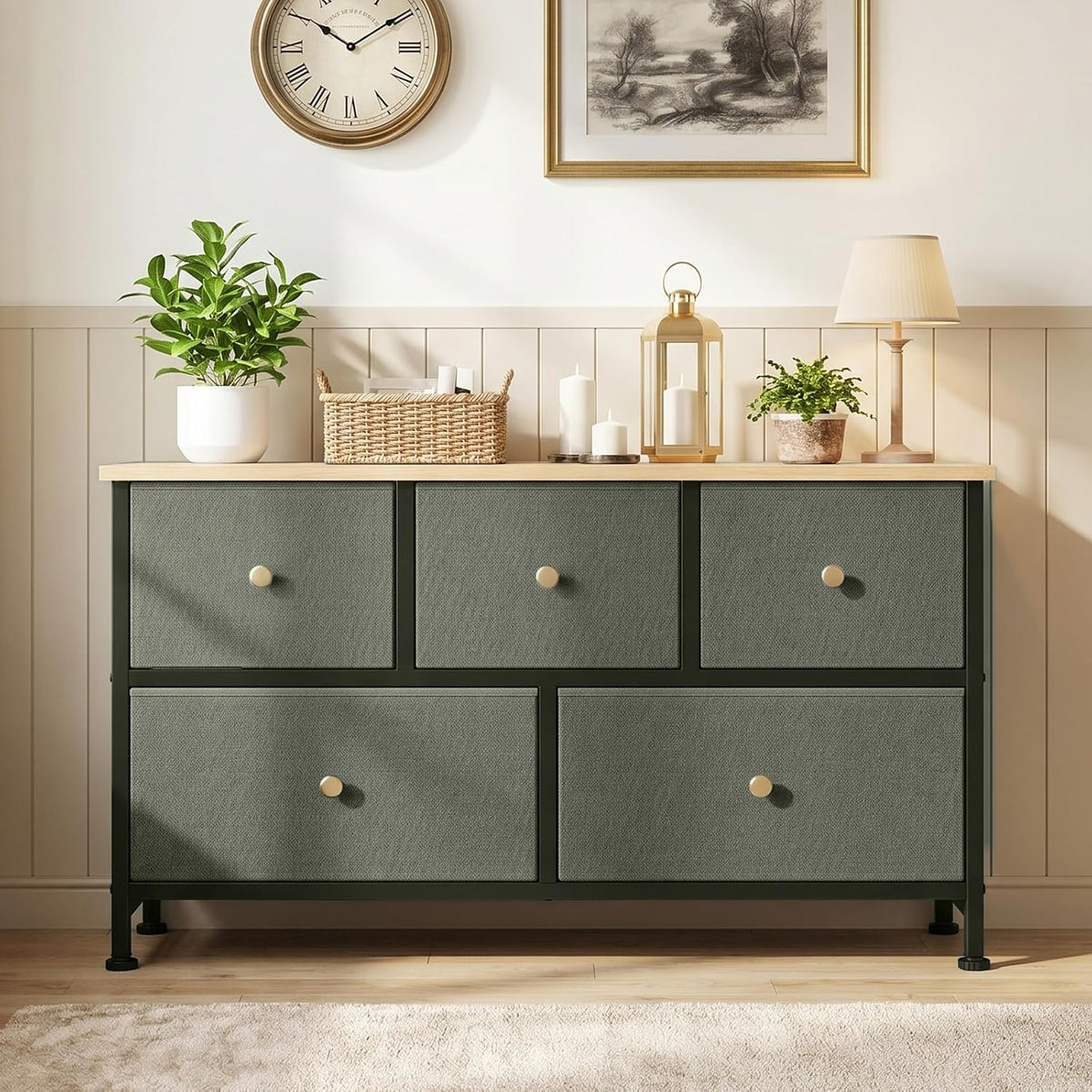 OLIXIS 5 Drawer Dresser for Bedroom, Storage Organizer Unit for Closet