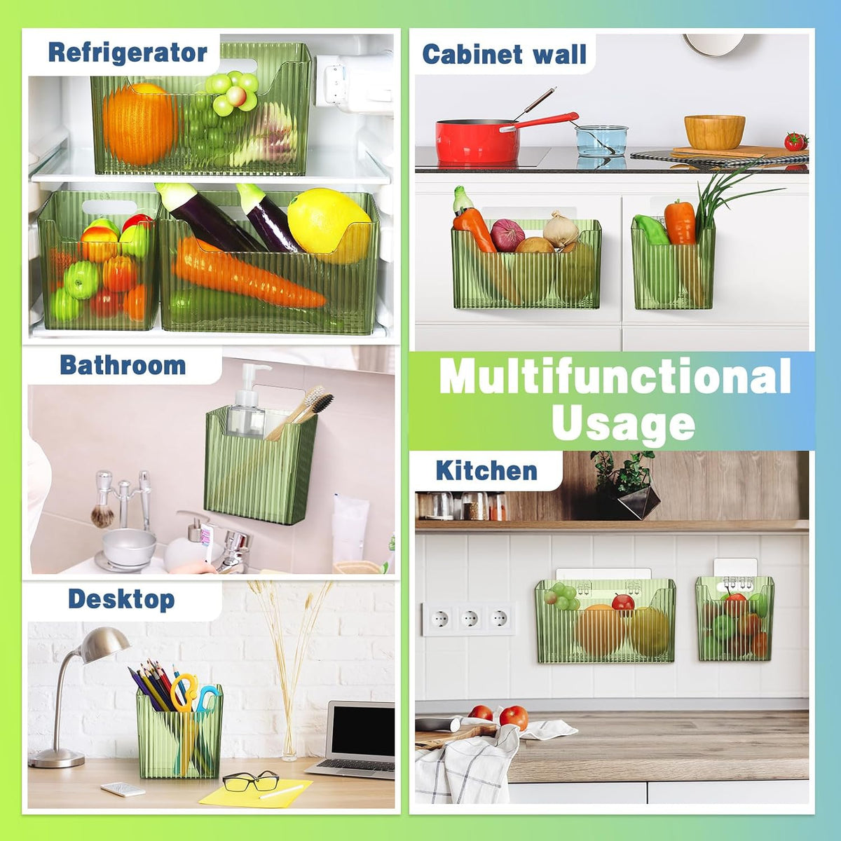 SiliFine 8 Pcs Cabinet Door Organizer Bin Wall Mount Organizer,3.94''...