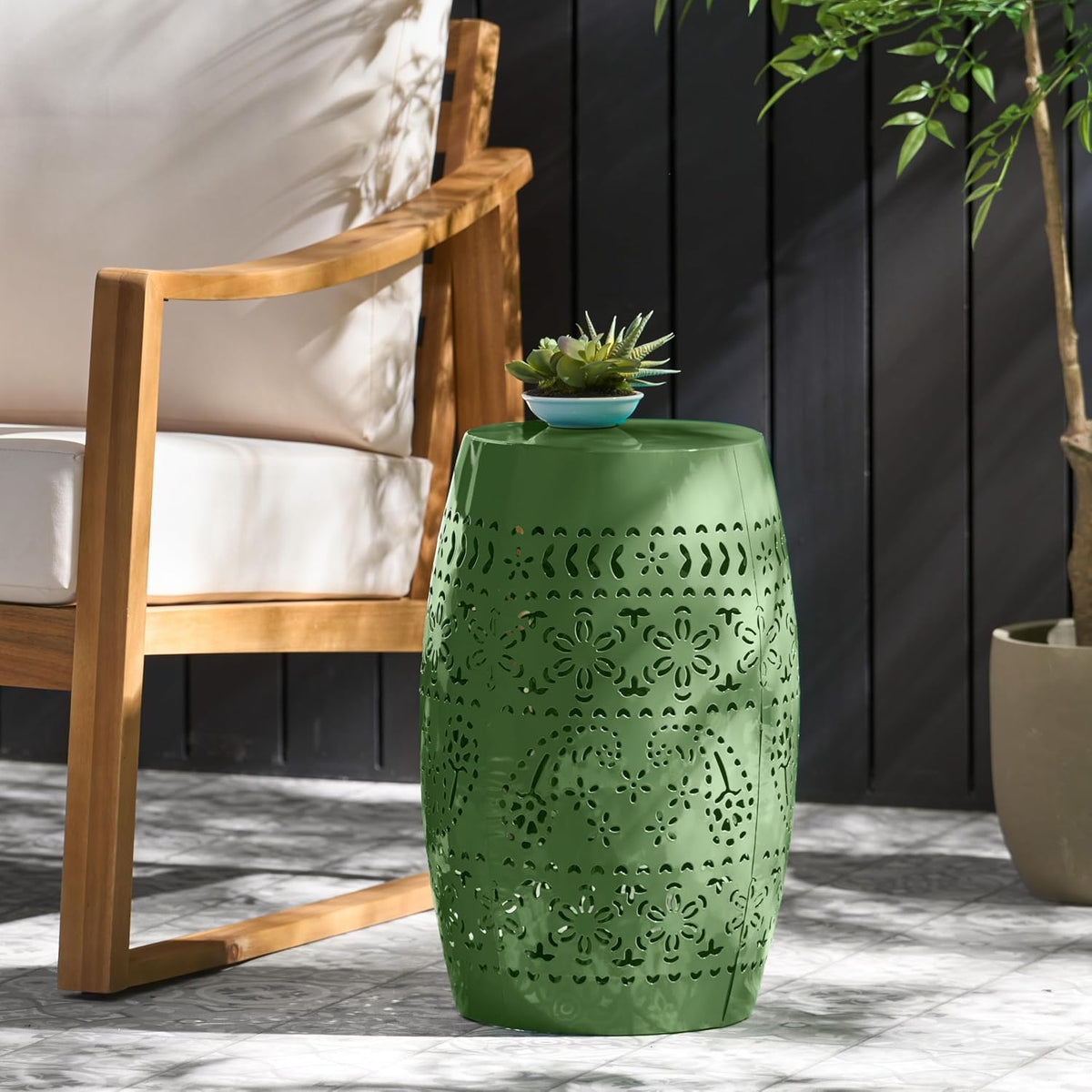 Christopher Knight Home Zoey Small Outdoor Side Table, Lace Cut Iron End Tabl...