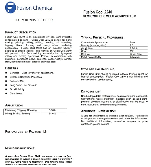 Machining, and Cutting Fluid | Fusion Cool 2240 | General Purpose Coolant - Image 5