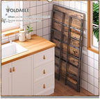 4NM No Assembly Extra Wide 4 Tiers Folding Bookshelf Storage Shelves Vintage - Image 4