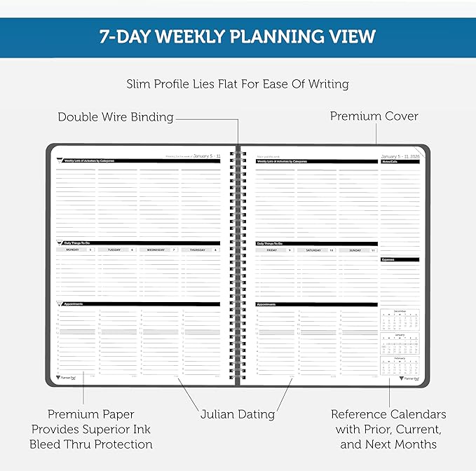 Planner Pad Spiral Bound January-December 2026/ Calendar Year 8 1/2" x 11" - Image 3