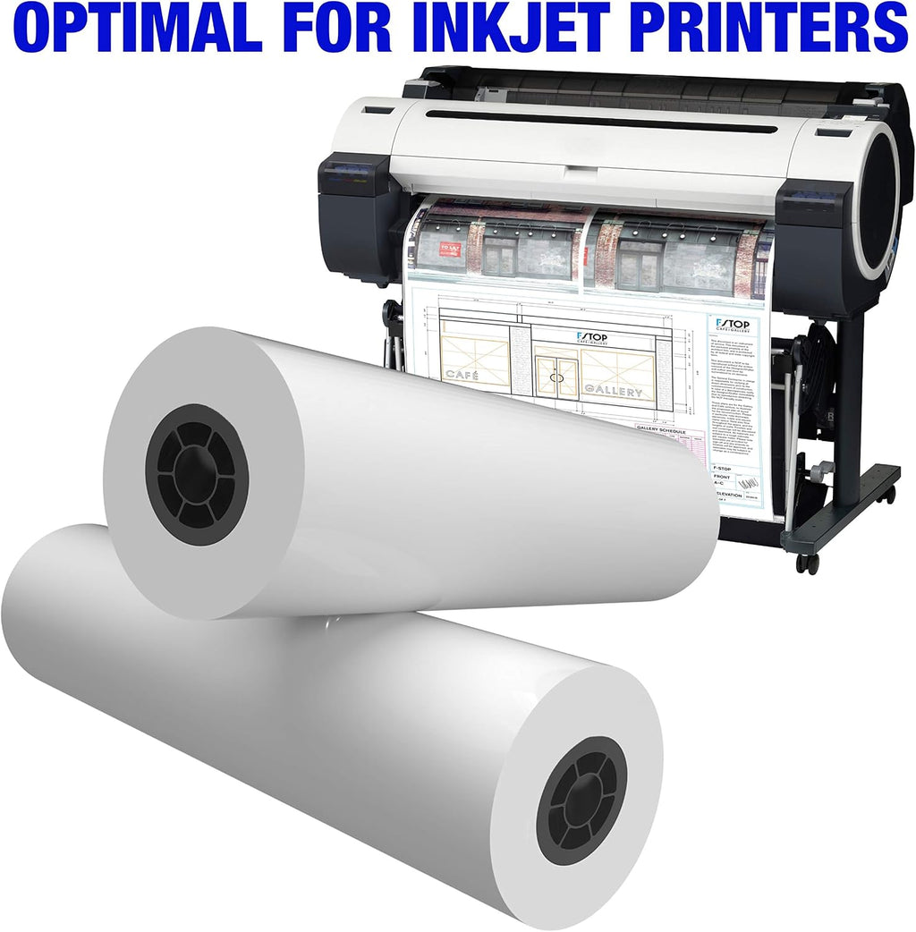 Wide Format Paper 24" x 150' CAD Bond Rolls (24lb | 4 Rolls, 24 In x 150 Ft | 2" Core)