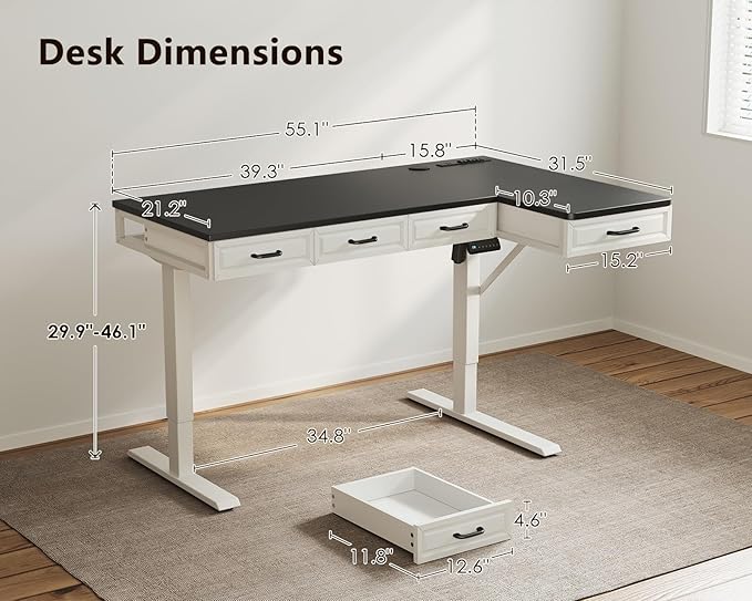 OffiGo L Shaped Electric Standing Desk - Image 3