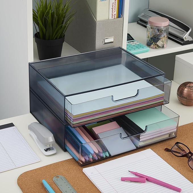 STORi STAX Plastic Stackable Organizer Drawers Classic Grey | 12.5" Wide | Set - Image 8