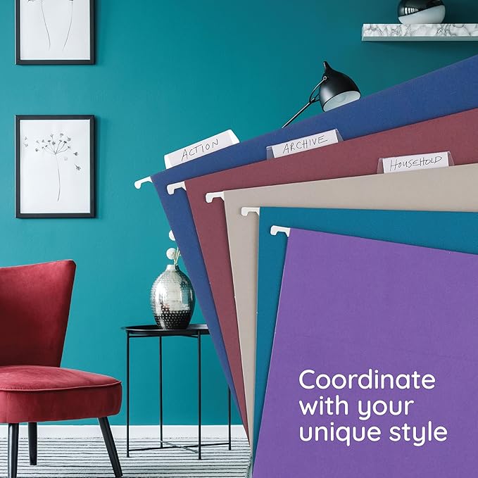 Blue Summit Supplies 25 Jewel Tone Hanging File Folders Letter Size - Image 5