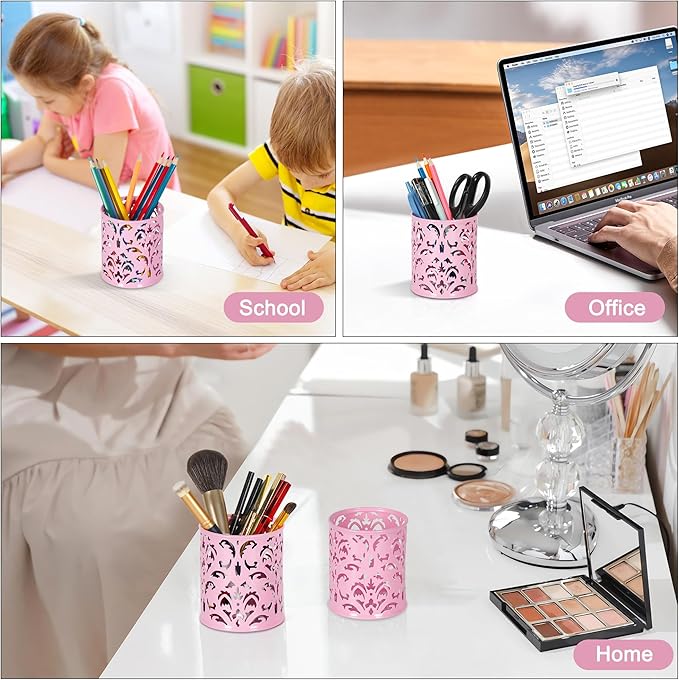 EasyPAG Pink Pen Holder for Desk, 2 Pack Round Pen Organizer, Brush Holder for - Image 7