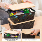 Anywish Storage Bins with Lids 6 Packs, Plastic Storage Bins with Bamboo Lids - Image 6
