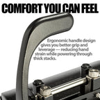officemate 3 hole punch - 32 sheet capacity shown in use