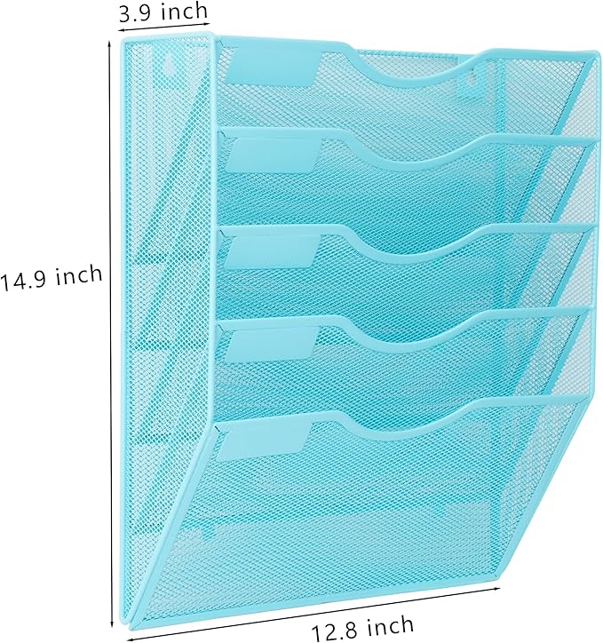 EASEPRES 5 Pocket Mesh Hanging Wall File Organizer, Wall Mounted Mail Paper - Image 4