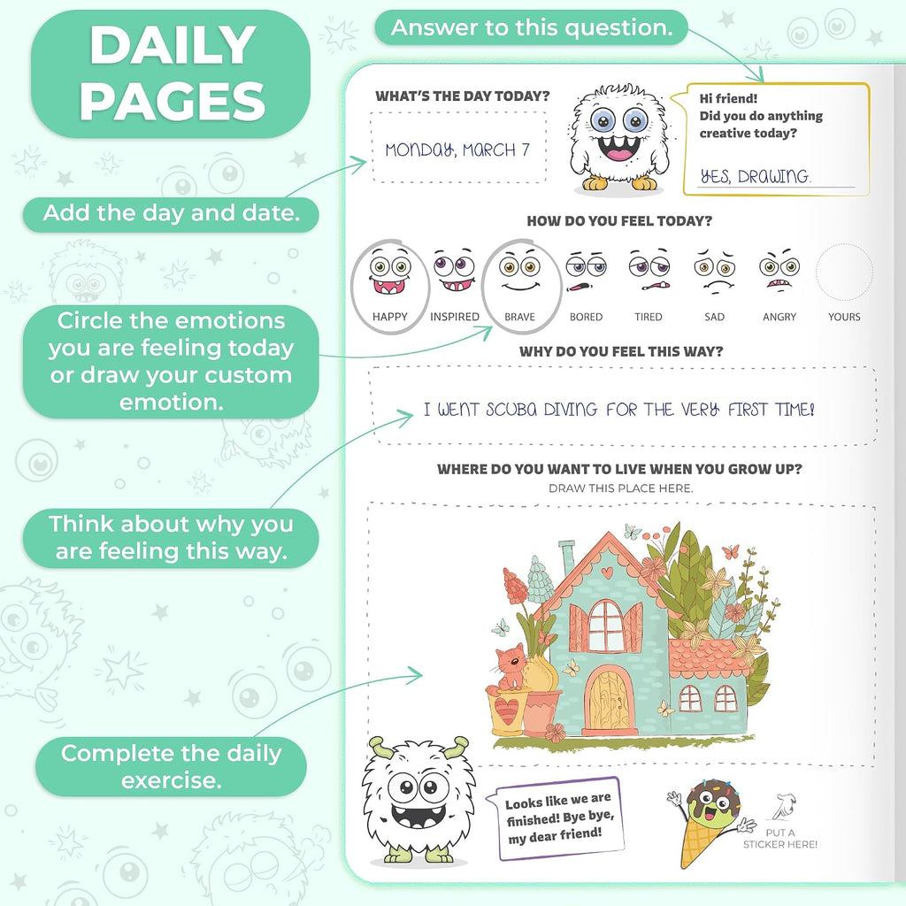 Clever Fox Journal for Kids & Teens, Writing, Gratitude, Mint Green | Daily questions, feelings and guided gratitude prompts, Weekly exercises, Journaling notebook for children 8+, girls & boys