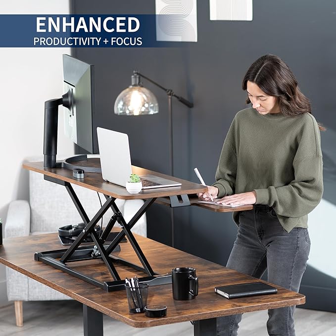 VIVO 42 inch Desk Converter, K Series, Height Adjustable Sit to Stand Riser - Image 4