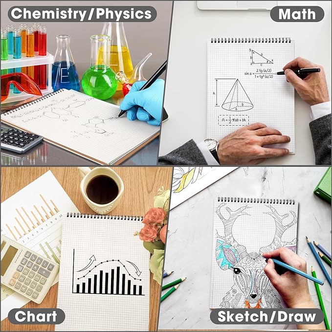 Engrowtic 2 Pack Top Spiral Graph Paper Notebooks 8.7 X11.4 Inch A4 Grid Paper - Image 3