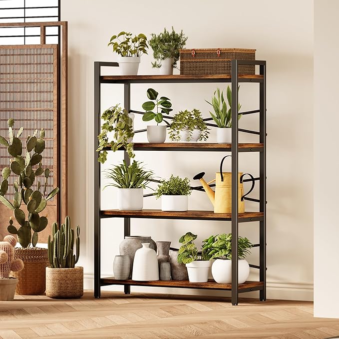 4 Tier Bookshelf 31.49" Width, Tall Book Shelf Storage and Organization - Image 5