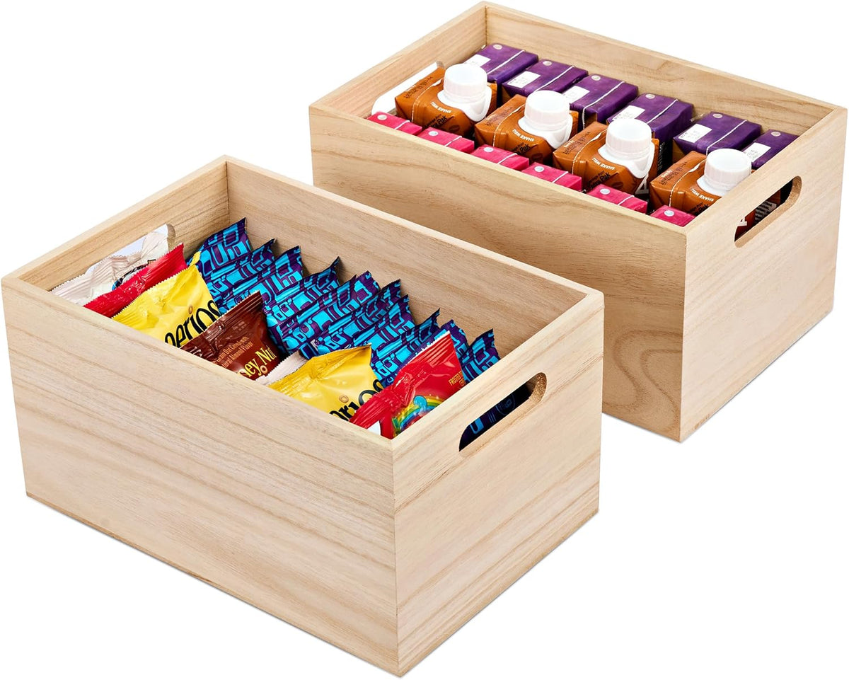 Sorbus Unfinished Wooden Boxes for Storage, Pantry & Crafts (2 Pack)