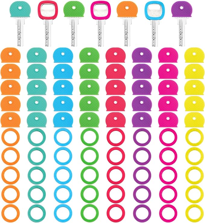 Blulu 80 Pieces 1Inch Colored Key Covers Caps Tags Covers Set Plastic Key Color by Blulu