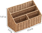 Woven Divided Storage Basket Desk Organizer Tabletop Mail Holder Countertop - Image 2