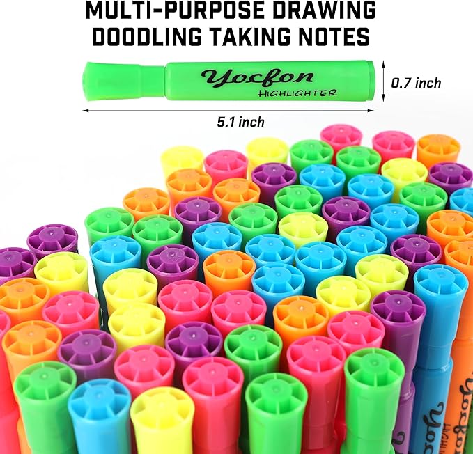 Yocfon Highlighters 90 Pack, Chisel Tip, Tank Style Highlighters Assorted - Image 4
