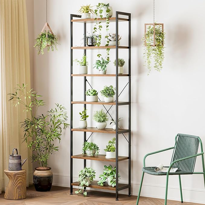 Casaottima Book Shelf, 7 Tier Tall Bookshelf, Modern Wood Bookcase Shelves - Image 8