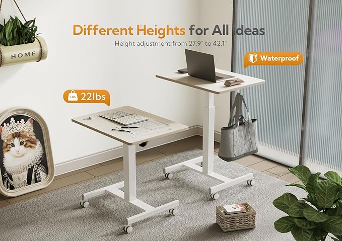 YDN Mobile Mobile Standing Desk, Adjustable Height Portable Laptop Desk - Image 5