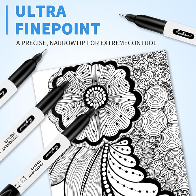 craftinova Black Ultra Fine Point Permanent Markers, Extra Fine Tip, Quick - Image 4