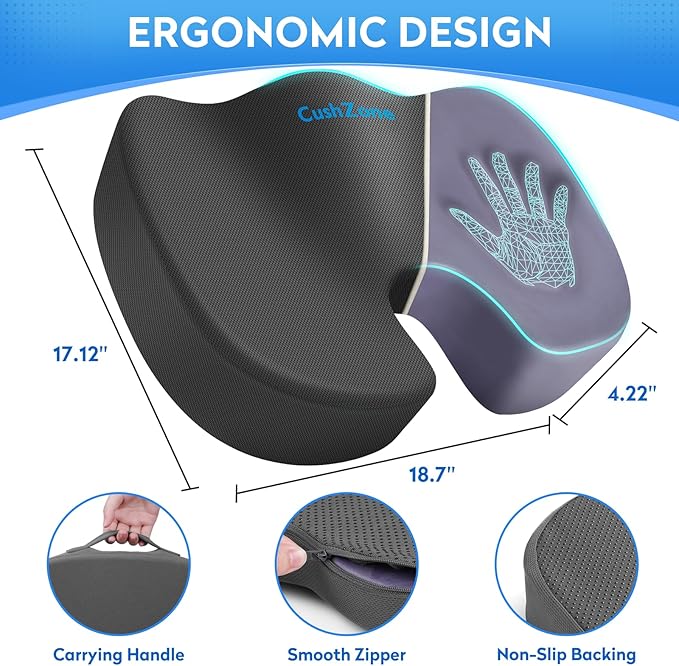 CushZone Seat Cushion, Office Chair Cushions, Car Seat Cushion, Non-Slip - Image 2