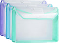 Plastic Expanding File Folder, Clear Envelopes Fit Letter & A4 Size, Folders for Documents with Snap Closure, No Dividers, Large Capacity (3, Cool Colors)