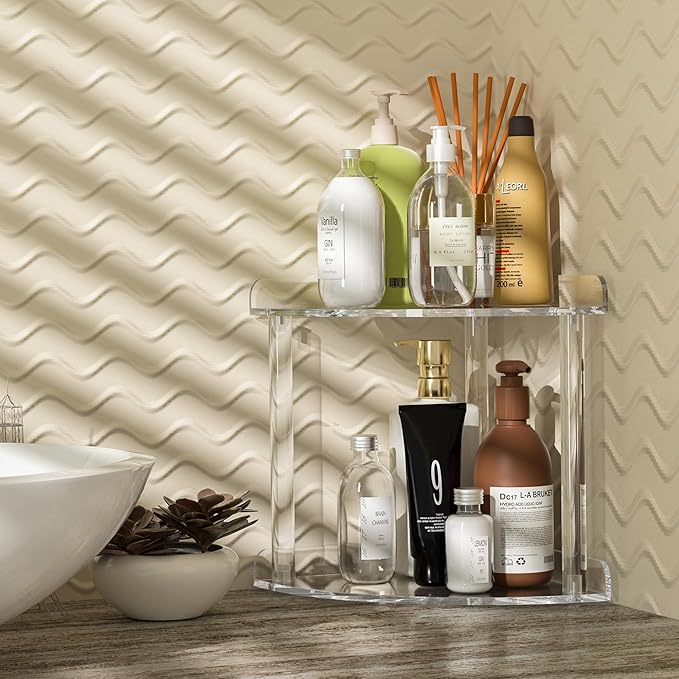 Sezanrpt 2 Tier Countertop Corner Organizer Shelf 7x7x8 Inch, Acrylic Bathroom - Image 6