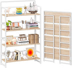 4NM No Assembly Extra Wide 4 Tiers Folding Bookshelf Storage Shelves Vintage by 4NM