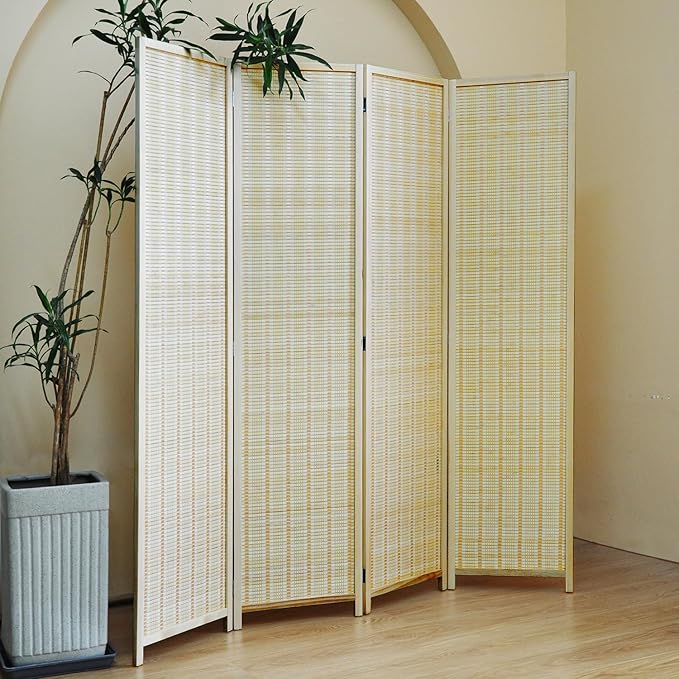Furnnylane 4 Panel Bamboo Room Divider and Folding Panel Screen, Bamboo Panel - Image 3