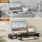 Qupui Dual Monitor Stand Riser, Large Computer Monitor Stand - Image 3